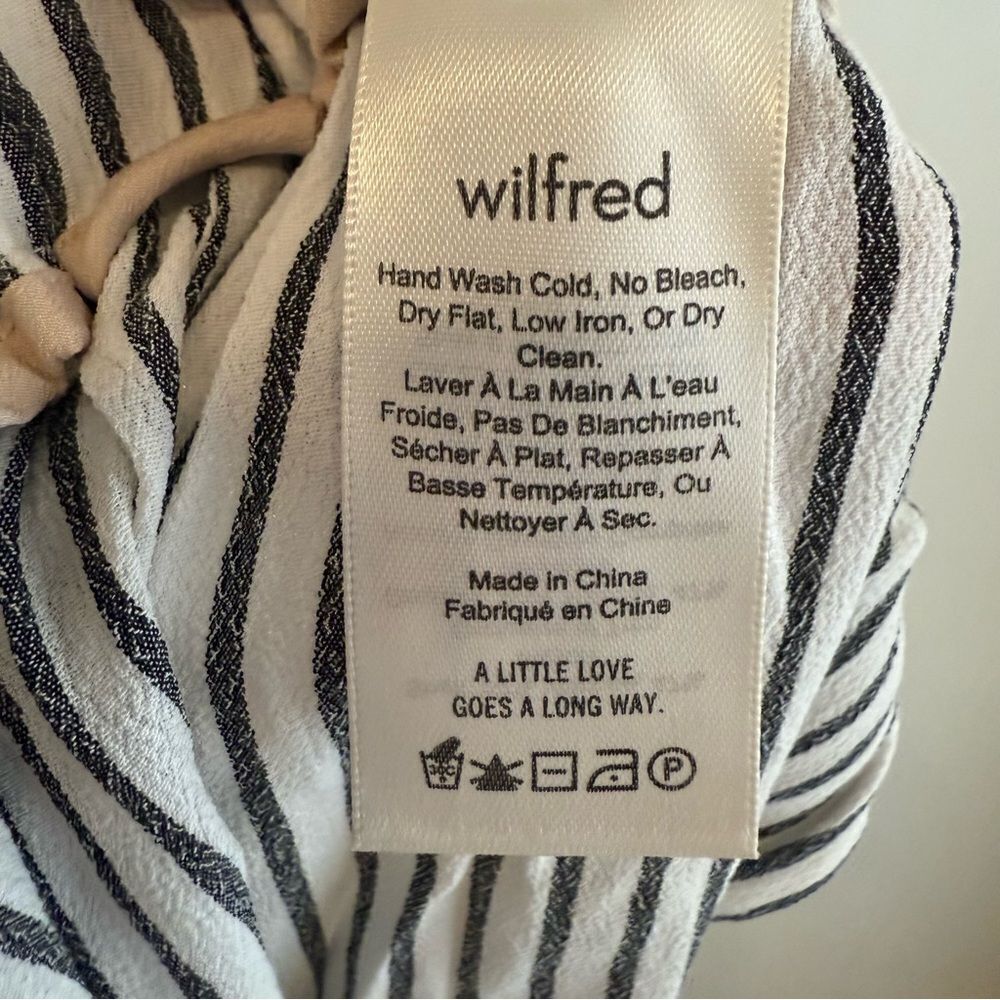 Wilfred by Aritzia Faun White and Grey Striped Wide-Leg Pant Size Large - Picture 8 of 9